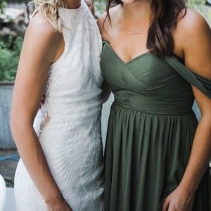 Revelry Olive green bridesmaid dress